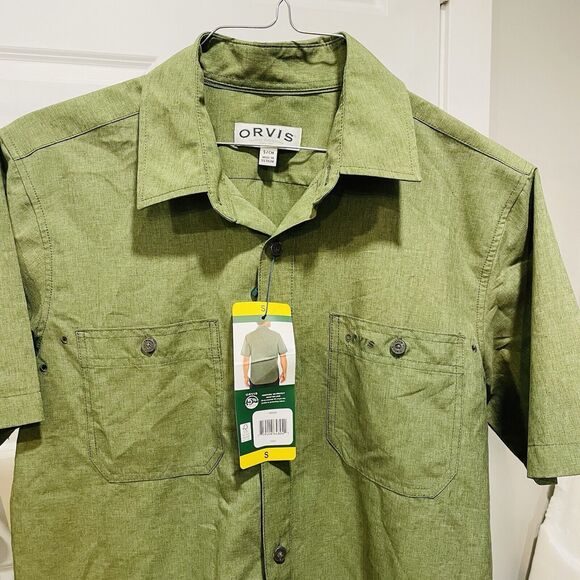 Orvis Short Sleeve Mens Tech Shirt Army Green Classic Collection Size S NWT - Picture 3 of 8